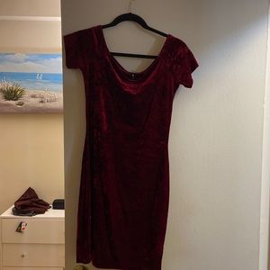 Design Lab Maroon Velour Dress, L